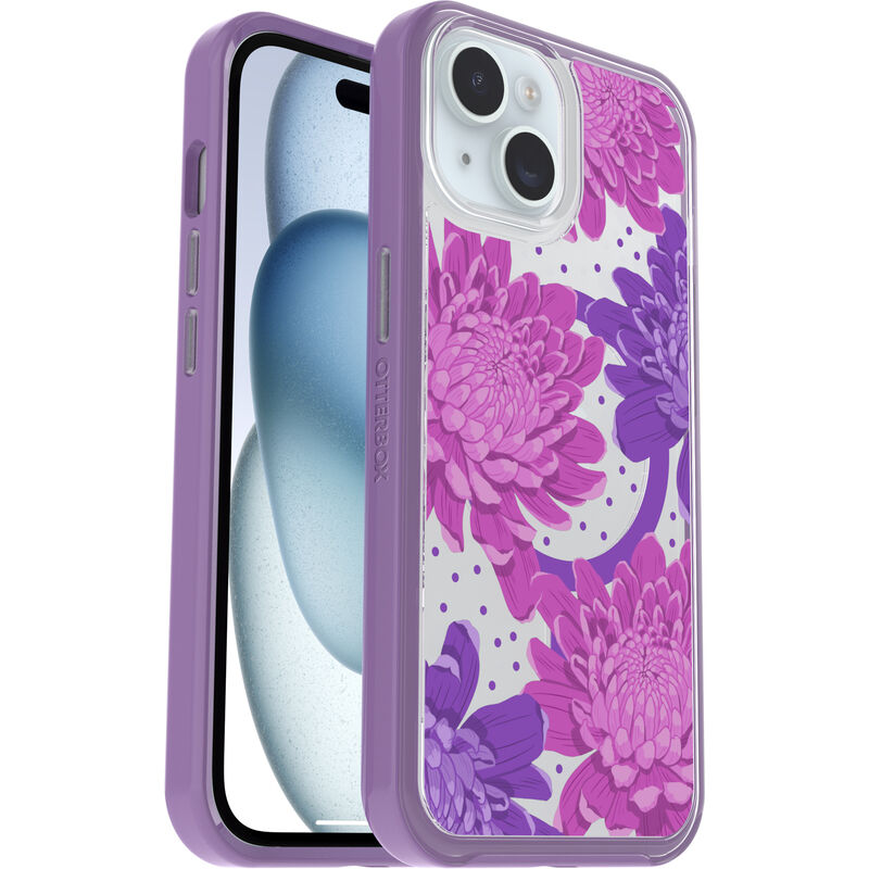 product image 1 - iPhone 13, iPhone 14 och iPhone 15 Skal Symmetry Series Clear för MagSafe Fluttering Flora