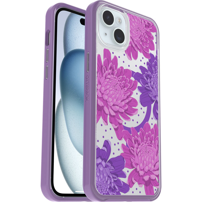 product image 1 - Coque iPhone 14 Plus et iPhone 15 Plus Symmetry Series Clear pour MagSafe Fluttering Flora